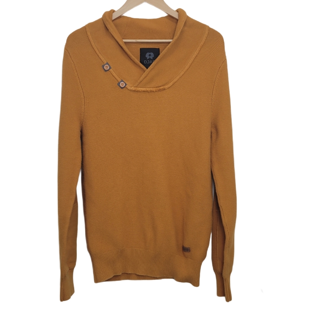 DJAB Sweater Orange Knit V Neck Size M